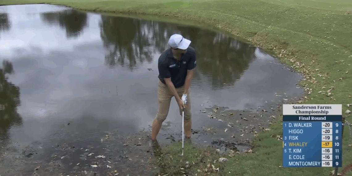 Vince Whaley, un colpo da brividi con l’alligatore a sei metri al Sanderson Farms Championship